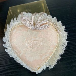VTG KURT ADLER FOR LOUIS NICHOLE Pink Lace Heart Christmas Ornament. In Box